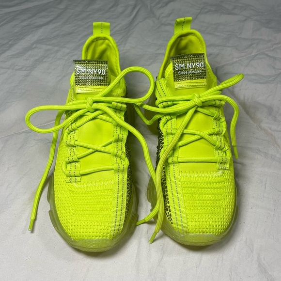 Steve Madden SM NY90 Y2K Neon Green With Rhinestones Sneakers Women Size 6.5 - Picture 3 of 11